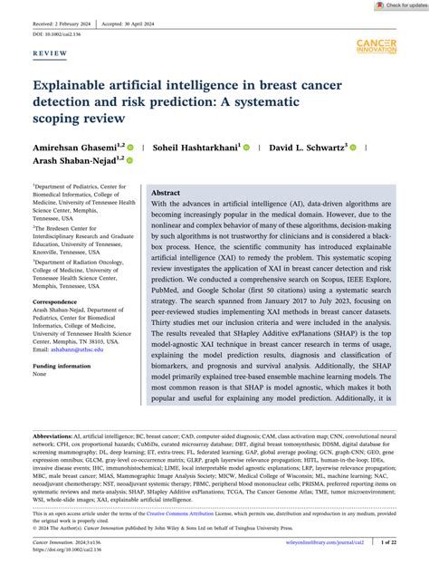 Explainable artificial intelligence in breast cancer detection and .
